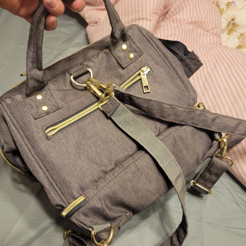 HaloVa Women Diaper Bag Backpack OS Grey Canvas Insulated Travel Functional‎ - Picture 5 of 5